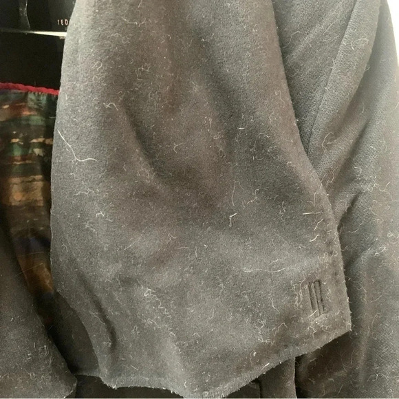 Ted Baker Black Virgin Wool Drape Wrap Coat - Picture 9 of 14